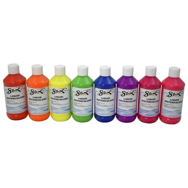 SAX 1567859 8 oz Washable Liquid Watercolor Paint, Assorted