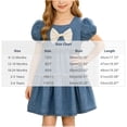 thumbnail image 2 of Zpanxa Girl Dress Girl's Cute Cowboy Denim Dress Solid Bowknot Short Sleeve Round Neck Dresses Blue 3 Years, 2 of 8