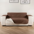thumbnail image 3 of LITERRA Reversible Straps 2 Cushion Couch Sofa Cover, Brown, 3 of 5