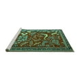 thumbnail image 2 of Ahgly Company Machine Washable Indoor Square Animal Turquoise Blue Traditional Area Rugs, 4' Square, 2 of 4