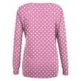 thumbnail image 4 of Htigea V-Neck Long Sleeve Tops for Women Cute Print Tunic Shirts Casual Loose Fit Pullover Side Pockets Tshirt Pink XXL, 4 of 5