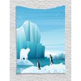 thumbnail image 1 of North Pole Tapestry, Cartoon Icons of Penguin Polar Bear, Wall Hanging for Bedroom Living Room Dorm Decor, 60"W X 80"L, Sea Blue Pale Sky Blue Charcoal Grey and Baby Blue, by Ambesonne, 1 of 2