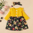 thumbnail image 2 of XEGLSBU Dresses for Girls 4-6 Fall Toddler Kid Baby Girls Ribbed Ruffled Splice Floral Leopard Party Princess Dress Girls Dresses Size 8 Fall Yellow Size 2-3 Years, 2 of 4