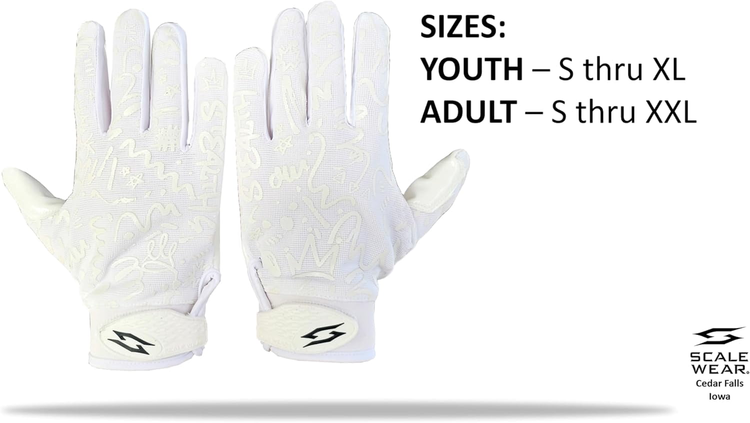 Scale Wear Design Just for You Momma Football Gloves Sticky Tacky Pro Grip Super Palms Boost Your Game Glove Sizes Youth Adult Mens (White, Youth - Large)