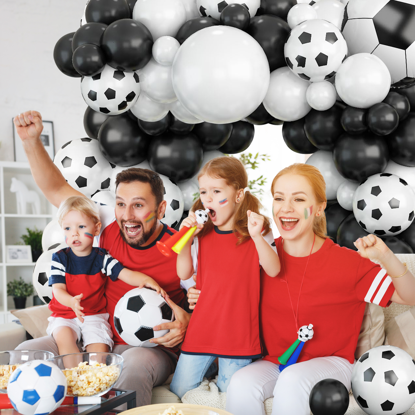SKTMH 110Pcs Soccer Balloon Garland Soccer Party Decorations Black and White Balloon Garland Soccer Balloons Football Print Balloons Football Balloon Arch Kit for Sport Birthday Party Decorations