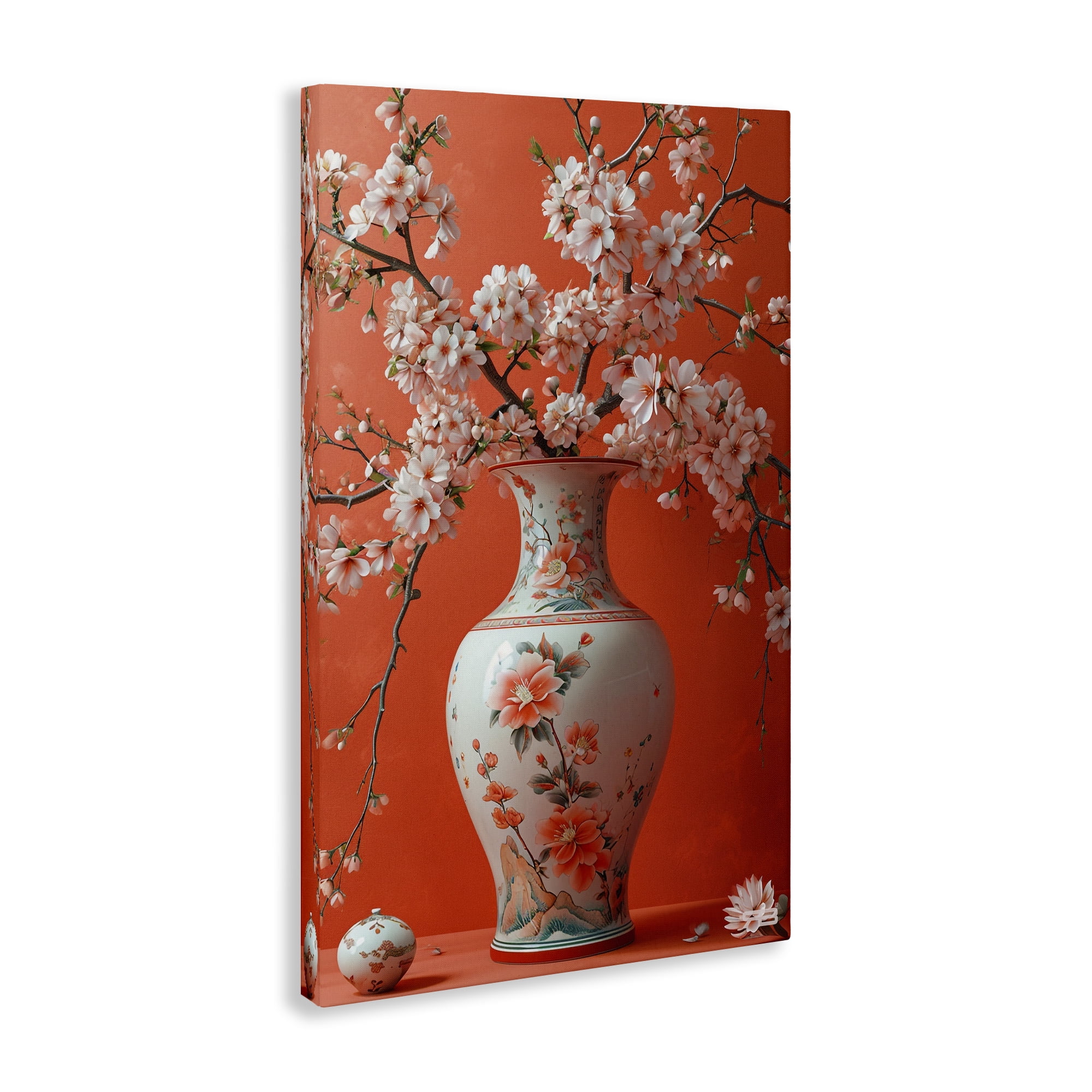 Stupell Industries Flowers in Eastern Vase Botanical & Floral Painting Gallery Wrapped Canvas Art Print Wall Art, 16 x 24