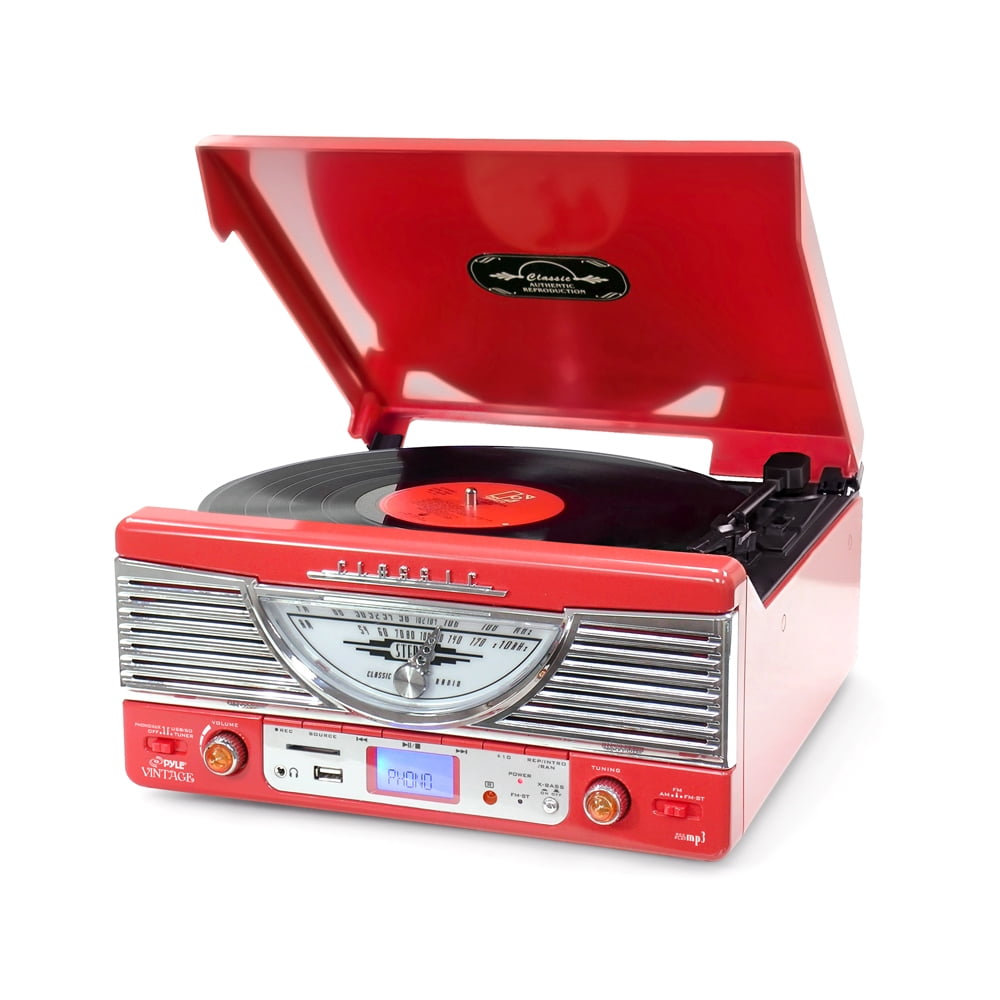 PYLE PTR8UR Vintage ClassicStyle Turntable Vinyl Record Player with