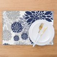 thumbnail image 4 of Set de 6 Sets de Table à Fleurs Gris Bleu Marine pour Table à Manger Set de Table en Vinyle Tissé Antidérapant Résistant à la Chaleur, 4 of 6