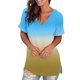 thumbnail image 5 of Gibobby Playera TéRmica Ligera Mujeres Casual Summer Tops Floral de manga corta V cuello Tee T Camisa Lados sueltos Tunic dividido（Amarillo， S), 5 of 5