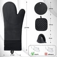 thumbnail image 2 of Oven Mitts and Pot Holders Sets Pot Holders and Oven Mitts Heat Kitchen Silicone Oven Mitts with Soft Cotton Lining .Extra Long Oven Gloves for Cooking, 2 of 7