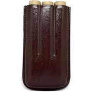 Brown Leather 3-Finger Cigar Case – (Navy – Metallic)