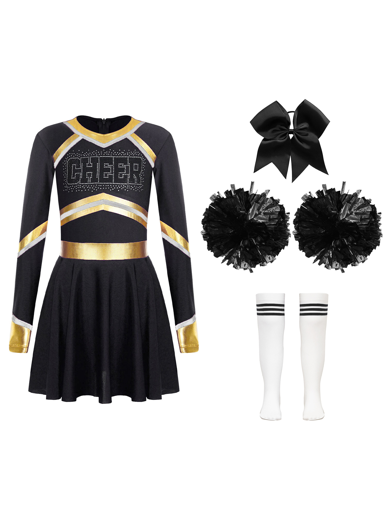 YUUMIN High School Girl Cheerleading Uniform Long Sleeve Cheer Dance ...