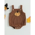 thumbnail image 3 of Halloween Baby Girls Boys Outfits Pumpkin/Ghost Corduroy Overalls Rompers Sleeveless Straps Jumpsuits Fall Winter Clothes, 3 of 8