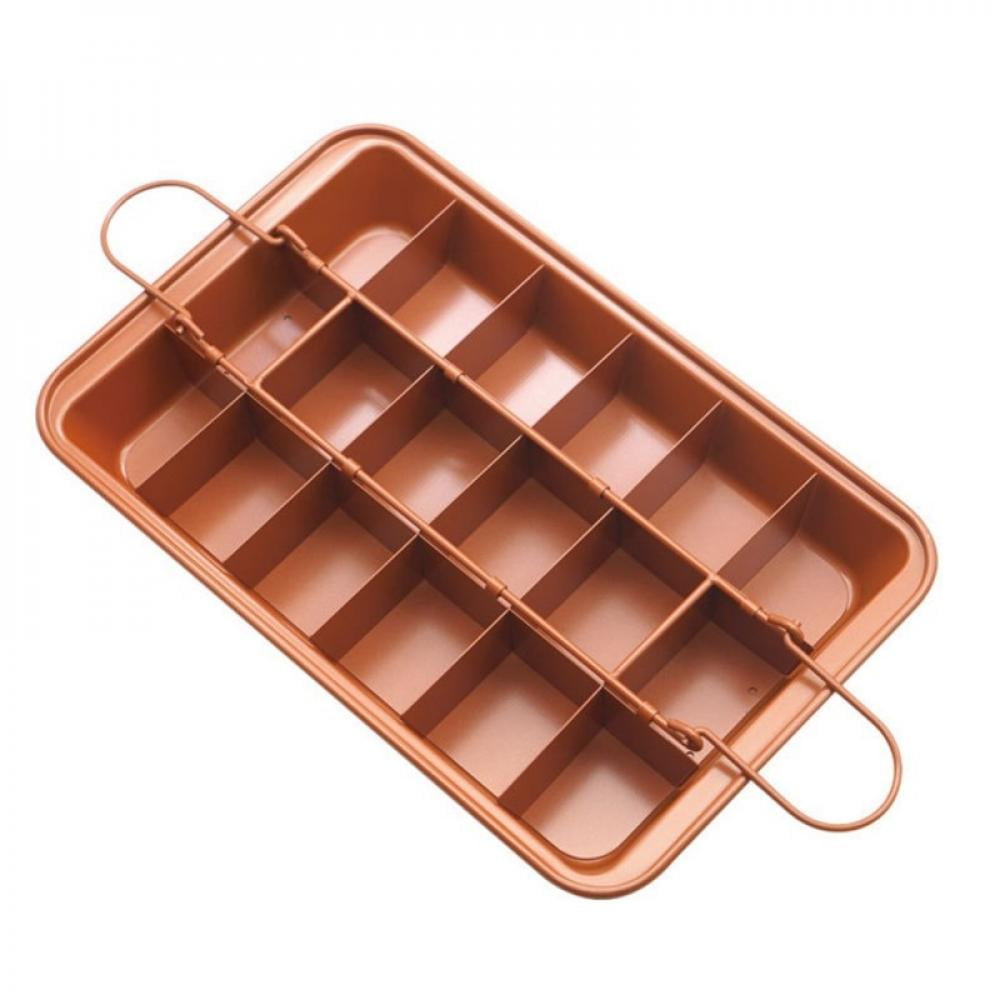 Non-Stick Precut Brownie Pan with Removable Loose Bottom for Professional Slices 18-Cavity and 12 by 8 inches Easy to Release Brownie Pan 