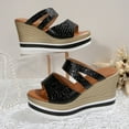 thumbnail image 6 of Hopeusnice Wedges Shoes for Women Trendy Non-Slip Breathable Soft Women's Wedges Shoes PU Materials Summer Shoes Open Toe Sandals Wedge Heel Round Toe Arch Support Shoes Black 40, 6 of 9