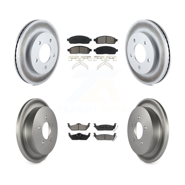 Transit Auto Front Rear Coated Disc Brake Rotors and Semi-Metallic Pads Kit for Car 2004 Ford F-150 4WD with 5 Lug Wheels 11th Digit Of Vin Is C KGS-101581