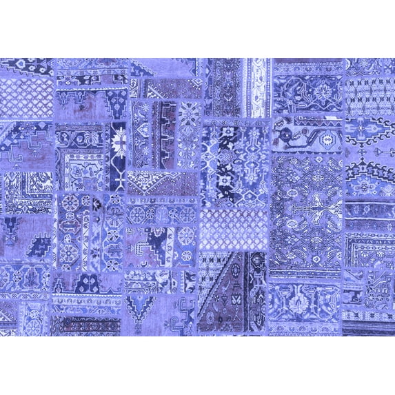 Ahgly Company Indoor Rectangle Patchwork Blue Transitional Area Rugs, 6' x 9'
