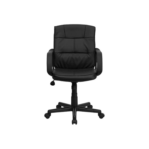 UrbanPro Contemporary Faux Leather Mid Back Chair with Padded Arms in Black