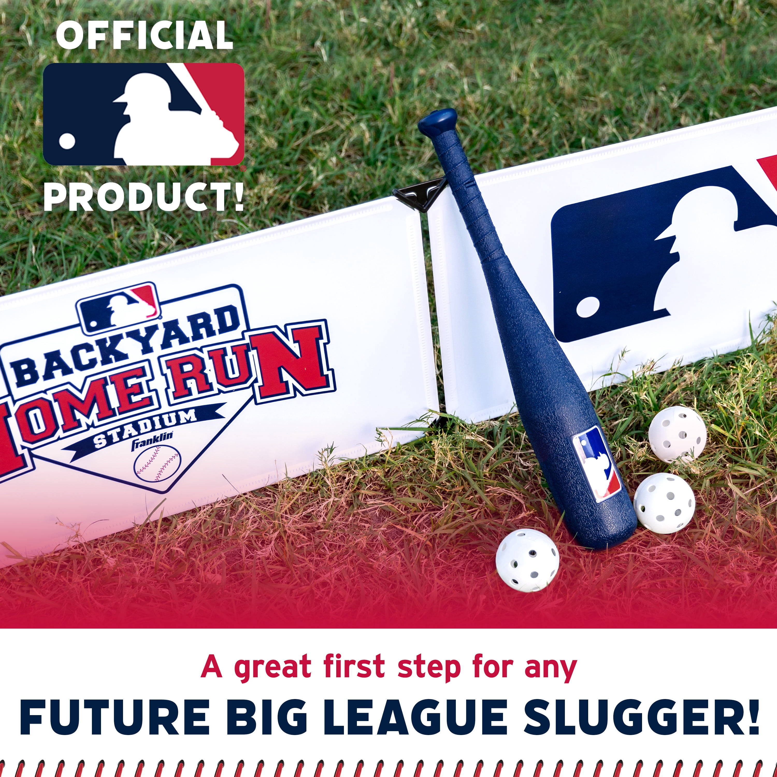 Franklin Sports MLB Kids Backyard Baseball Stadium - Kids Plastic Set - Walls, Bat, Balls + Bases