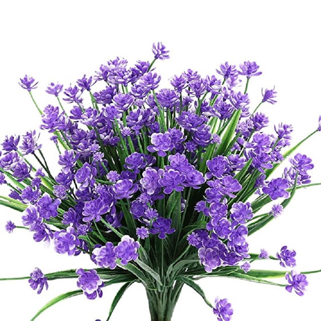 Happy Halloween 8 Bundles Babysbreath Outdoor Artificial Fake Flowers UV Resistant Shrubs Plants, Faux Plastic For Indoor Outdoor Garden Porch Window Box Home Decor