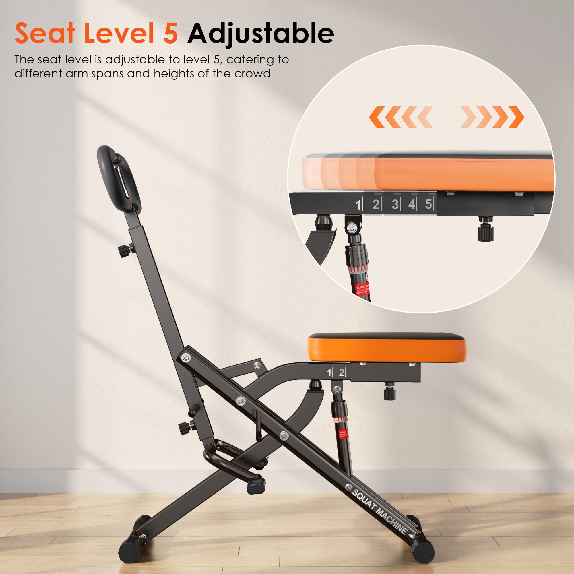 SogesPower Squat Machine Rowing Machines for Home, Foldable Fitness Rowing Machine Row, Ride Squat Machine with Adjustable 2 Resistance Bands for Workout Exercise, 330 lbs Weight Capacity, Black