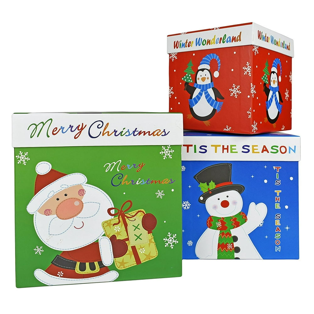Alef Elegant Decorative Holiday Themed Nesting Gift Boxes 3 Boxes