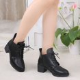 thumbnail image 3 of NECHOLOGY Botas Mujer Adulto Femenino Zapatos Botines mujer Zapatos de mujer Botines gruesos de tacón Botines con cordones para exteriores de moda retro (Black, 7.5), 3 of 5