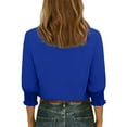 thumbnail image 4 of BXINGOHAI Women's 3/4 Sleeve V Neck T Shirt Solid Casual Tops Basic Tees Fall Winter Outfits Shirts Clothes Blue S, 4 of 6