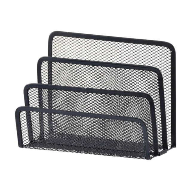 Mesh Metal Mail Sorter Desk Organizer With Three Slots For Efficient Letter And Envelope Storage