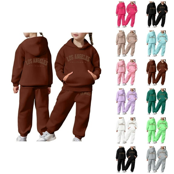 Girl Outfits Girls Clothing Set Child Toddler Boys Girls Long Sleeve Solid Warm Hoodie Pullover Tops Pants Kids Outfits Sweat Suit