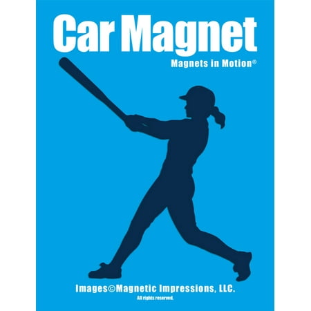 Softball Batter Swing Car Magnet Blue
