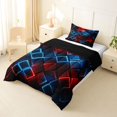 thumbnail image 2 of Castle Fairy Abstract Neon Geometric Twin Comforter Sets 2pcs,Minimalism Glowing Cube Bedding Set,Red Blue Black,Reversible,1 Comforter and 1 Pillowcase, 2 of 6