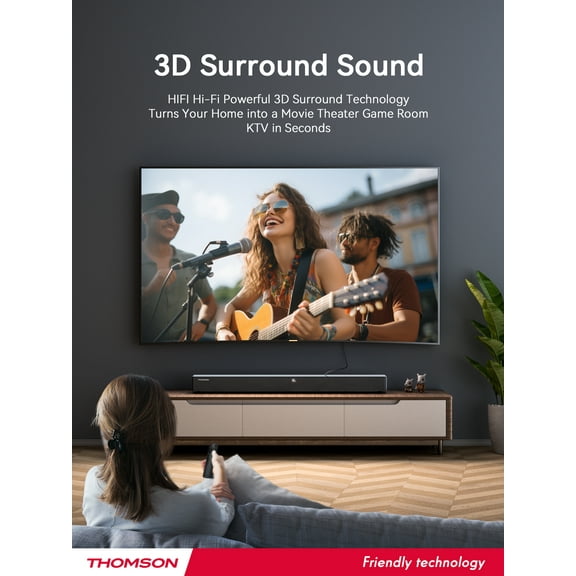 Thomson - QY-B210- High-Fidelity TV Speaker - Subwoofer Design, Bluetooth Connectivity, Exceptional Sound Experience - Black