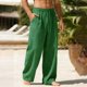 thumbnail image 1 of Ceisia Men's Linen Blend Loose Wide Leg Casual Pants with Elastic Drawstring Waist & Pockets Green XXXL Gifts, 1 of 3