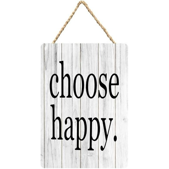 Rustic Wooden Sign Decor - Choose Happy - Wood Plaque Home & Office Inspirational Gifts Hanging Wall Signs 6x12 IN