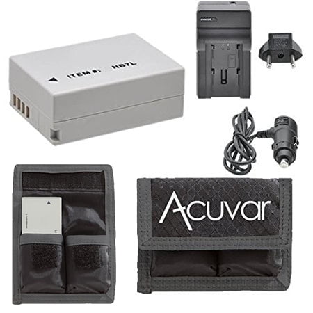 G10 Camcorder Battery - NB-7L Rechargeable Battery + Car / Home Charger + Acuvar Battery Pouch For Canon CB-2LZ, 2LZE, PowerShot G10, G11, G12, SX30, IS DX1, HS9, SX5 & More