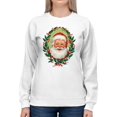 thumbnail image 2 of Jolly Santa with Holly Wreath Women's Sweatshirt, 2 of 3