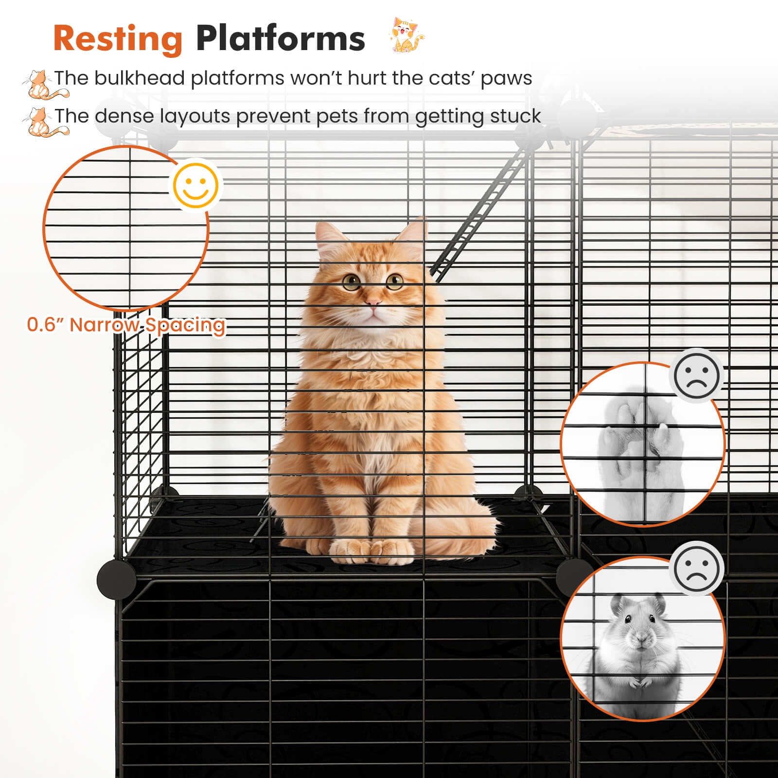 Costway 3-Tier Indoor Metal Wire Kitten Enclosure with 2 Ramps, Pet Pen for Small Animal Black