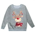 thumbnail image 3 of Print Girls Long Sleeve Crewneck Sweatshirt Cozy Pullover Top For Holiday Season (Grey 5-6 Years), 3 of 3