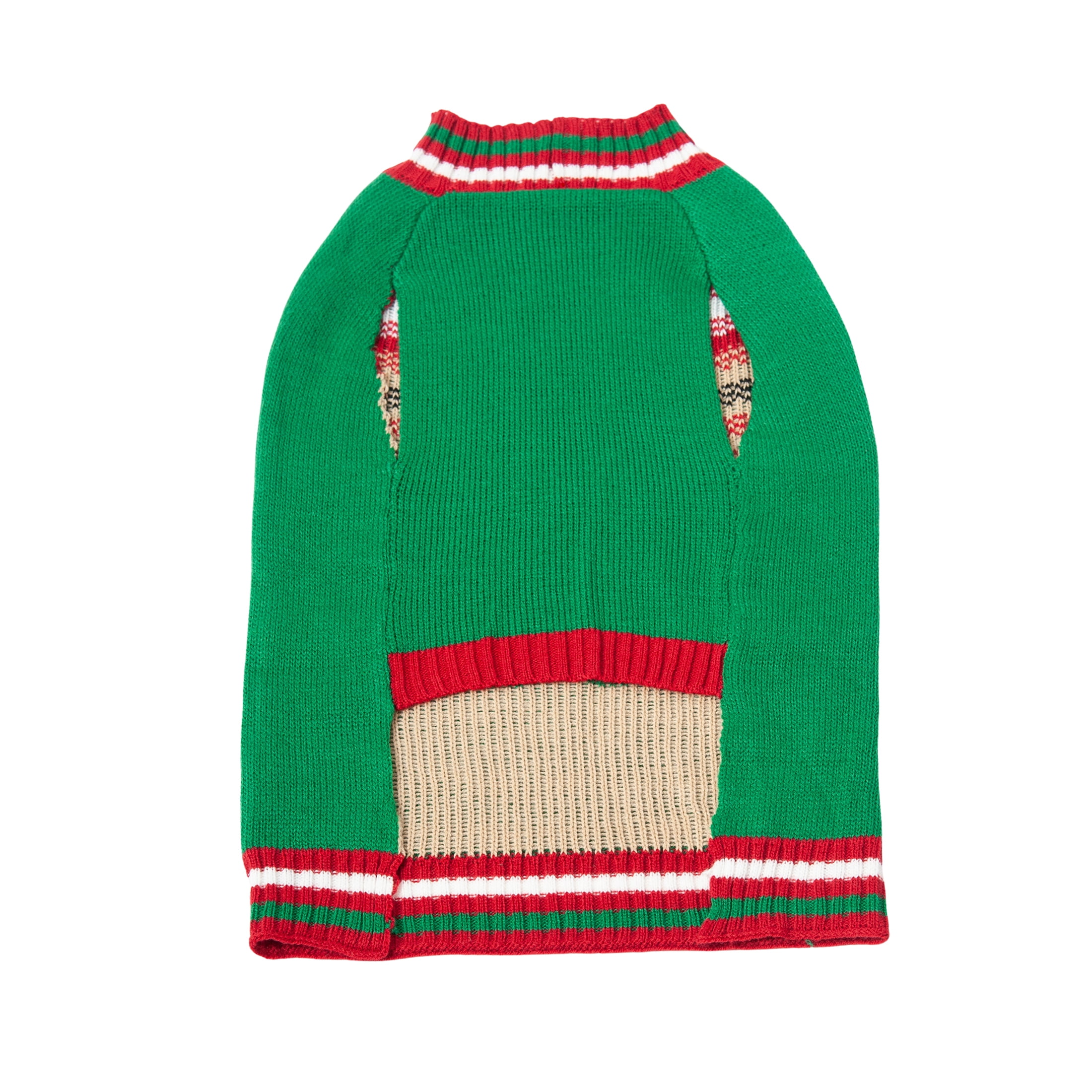Vibrant Life Holiday Dog and Cat Clothes Green Gingerbread Man Sweater, Extra Small