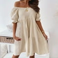 thumbnail image 2 of Sngxgn Womens Casual Long Dress Short/Long Sleeve Summer Loose Maxi Dresses(Beige,M), 2 of 8