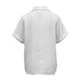 thumbnail image 5 of Linen Tops for Women Shawl Collar V Neck Short Sleeve Gauze Shirts Summer Lightweight Dressy Casual Blouses White M, 5 of 6
