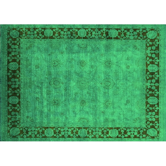 Ahgly Company Indoor Rectangle Oriental Green Industrial Area Rugs, 8' x 10'