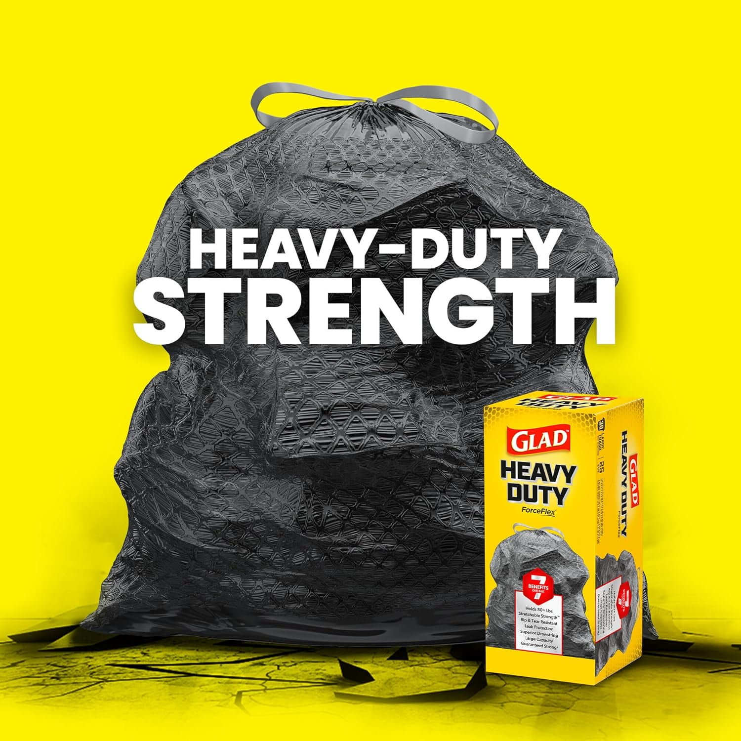 Large 30 Gallon Trash Bags, Unscented Heavy Duty Garbage Bags, Forceflex with Drawstring, 50 Count (Packaging May Vary)
