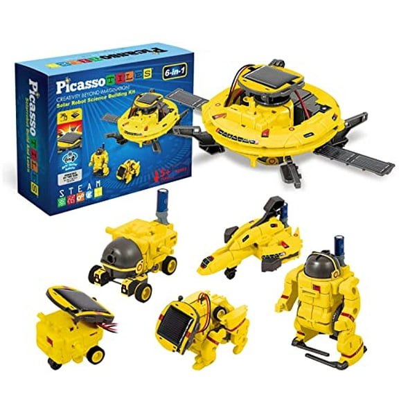 STEM Kids Solar Powered Space Robot Educational Learning Engineering Building Toy 6-in-1 Creative Unique Transformation Renewable Sun Energy Science Experiment DIY Kit Boys Girls Age 8