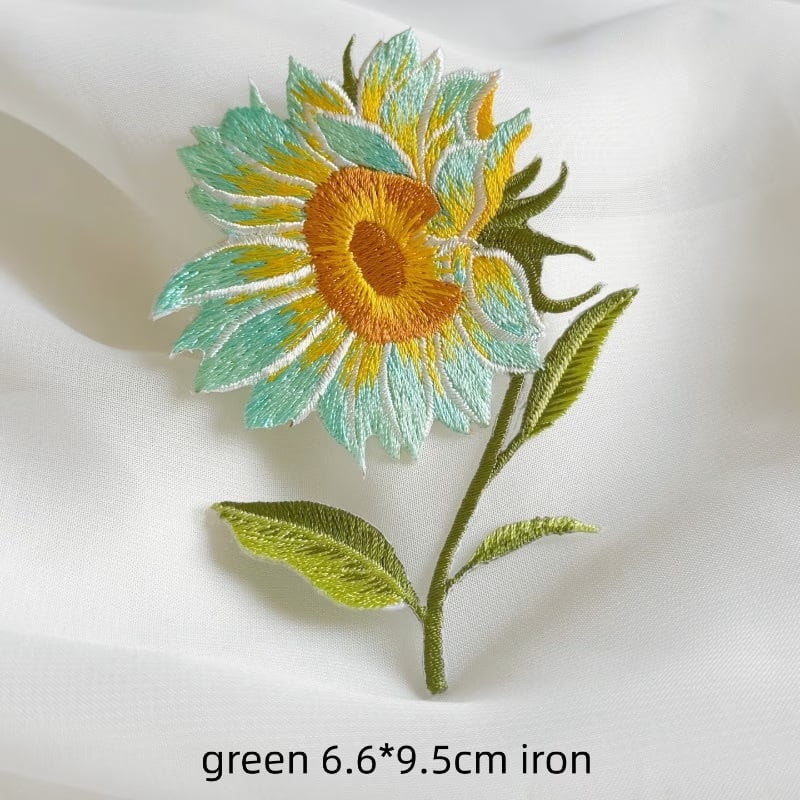 Sunflower Embroidery Patch - Decorative Cloth Patch for Clothes, Skirts, Shoes, and Hats - Adhesive Backing for Easy Application