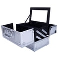 thumbnail image 4 of Aluminum Makeup Train Jewelry Storage Box Cosmetic Button Lock Case Organizer ( Silver), 4 of 9