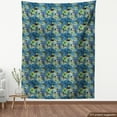 thumbnail image 4 of Ambesonne Flowers Vintage Fabric by the Yard Upholstery, Peony Pattern Aster, 2 Yards, Dark Sky Blue Apple Green, 4 of 5