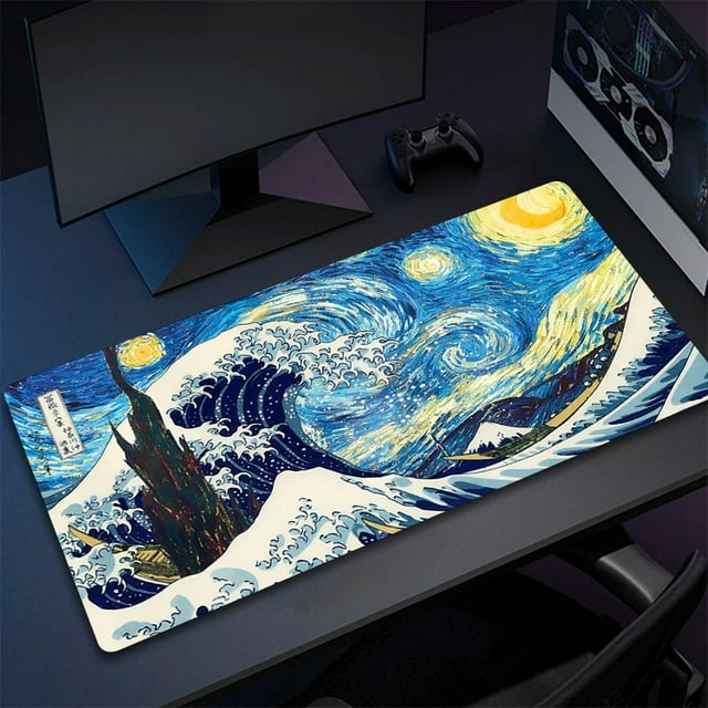 PC HD Custom Print New Mousepad Japan Art Great Waves Rubber Mouse Pad Lock Edge Playmat XXL Non-Slip Office Computer Mice Pads