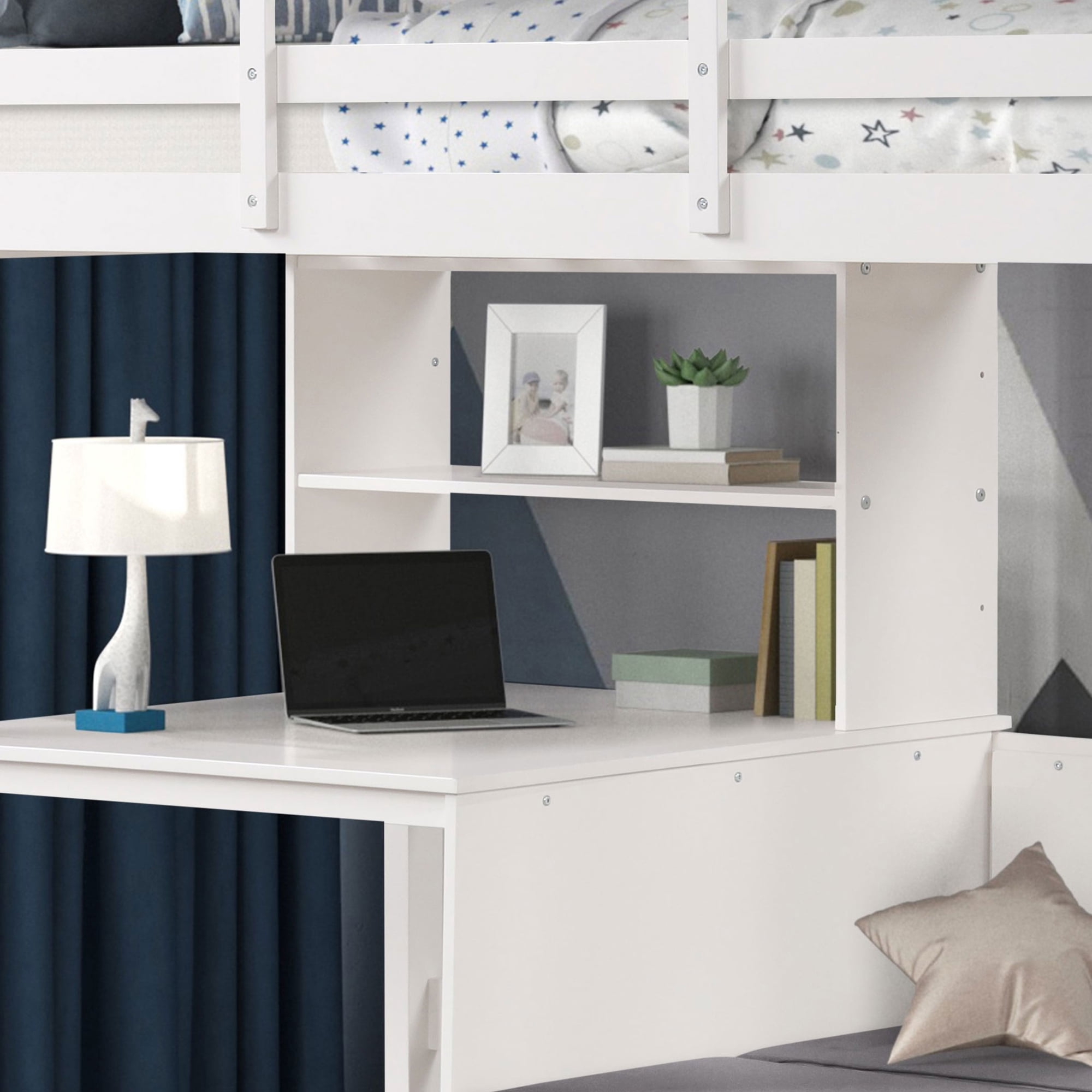 Furniture of America Averly Modern Solid Wood Twin Loft Bed, White